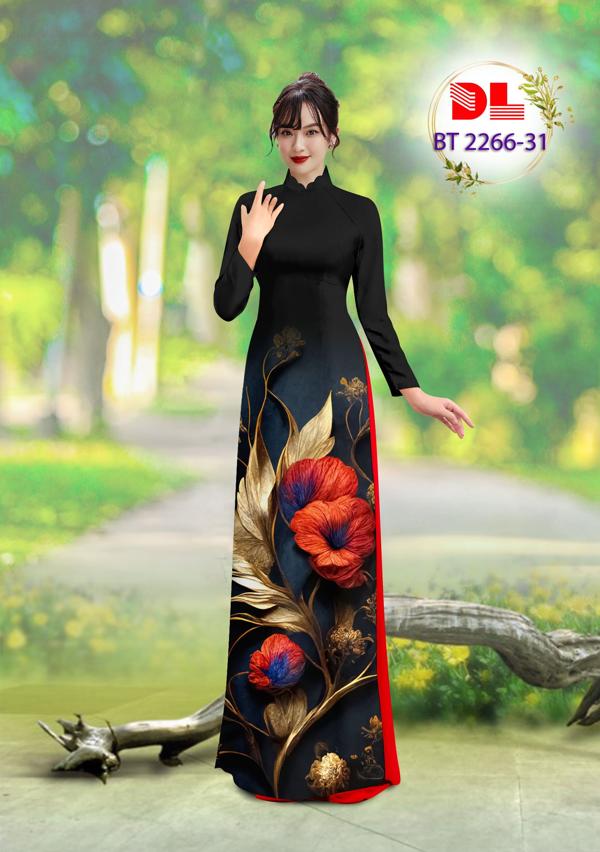 Vải Áo Dài Hoa In 3D Sang Trọng AD BT2266 3